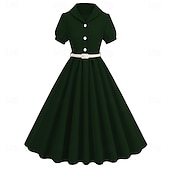 cheap Dresses-Retro Vintage 1950s Cocktail Dress Dress Flare Dress Solid Color Fancy Dress Women&#039;s Masquerade Event / Party Bachelorette Party Festival Adults&#039; Dress Homecoming Dresses