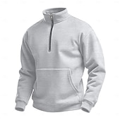 abordables Sudaderas Básicas_-Hombre Sudadera Sudadera con estampado de gofres Sudadera con un cuarto de cremallera Negro Blanco Azul Piscina Caqui Gris Media cremallera Plano Deporte Diario Festivos Poliéster Ropa de calle Casual