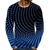 preiswerte 3D-T-Shirts-Herren Graphic Punkt T Shirt Langarm T-Shirt 3D-Druck Rundhalsausschnitt Hemd Basic Täglich Hellblau Saphirblau Schwarz Bekleidung Normal S M L XL XXL 3XL 4XL