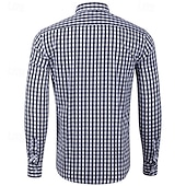 cheap Men&#039;s Button Up Shirts-Men&#039;s Shirt Dress Shirt Button Up Shirt Plaid Wedding Party Black Pink Red Brown Long Sleeve Lapel Spring &amp;  Fall Clothing Apparel