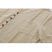 economico Vacanza-Per uomo Camicia camicia di lino Camicia Guayabera Camicia estiva Maglietta informale Camicia con bottoni Liscio Da mare Curise Nero Bianco Rosa Cachi Manica lunga A fascia Estate Primavera &amp; Autunno