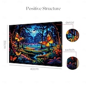 お買い得  LEDウォールアート-トリッピー LED キャンバス ウォール アート LED ライトアップ ウォール デコ 2AA 電池式 ライト付き キャンバス プリント LED ライト キッチン 寝室 または 家の装飾 蝶 森