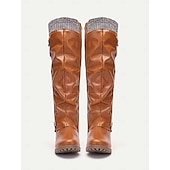 olcso Slouch Boots-női barna, domború, kötött mandzsettás térdcsizma - hangulatos és stílusos őszi/téli lábbeli