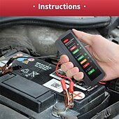 abordables Herramientas de reparación de coches-Probador de batería de automóvil mini portátil de 12 V, probador de alternador digital, pantalla de 6 luces LED, herramienta de diagnóstico de automóvil, probador de batería automático