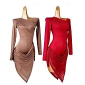 abordables Tenues de danse latine-Danse de la salsa latine Robe Gland Fantaisie Femme Utilisation Entraînement manche longue Polyester Maille