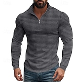 abordables Sweat-shirts basiques-Homme Sweat-shirt Sweat-shirt quart de fermeture éclair Noir Blanche Vin Vert Véronèse Kaki Demi-zip Uni Texturé Sport &amp; Loisir Quotidien Fête Polyester Streetwear Basique Occasionnel Printemps