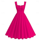 cheap Dresses-Retro Vintage 1950s Cocktail Dress Dress Flare Dress Solid Color Women&#039;s Masquerade Event / Party Bachelorette Party Festival Adults&#039; Dress Homecoming Dresses