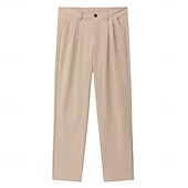 baratos Magro-Homens Social Calças Calça verão Calça casual Calças de Terno Bolso frontal Perna reta Tecido Conforto Comprimento total Casamento O negócio Clássico Preto Azul Marinha Micro-Elástica