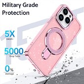 お買い得  iPhone用ケース-電話 ケース 用途 iPhone 16 Pro Max プラス iPhone 15 プロマックスプラス iPhone 14 13 12 Pro Max Plus バックカバー スタンド付き ブリンブリングリッターシャイニー 耐衝撃 レトロ風 PC シリコーン