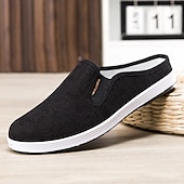 levne Pánské dřeváky a pantofle-pánské hnědé manšestrové slip-on sálové pantofle – lehké pohodlné boty na doma i na běžné nošení