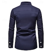billige Button Down-skjorter for menn-Herre Skjorte Dresskjorter Skjorte med knapper عادي Bryllup Fest Svart Hvit Rød Navyblå Langermet Knaphul Vår &amp; Vinter Klær Broderi