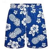 Недорогие Tropical Plants &amp; Flowers-Men's Pineapple Tropical Flowers Swim Trunks Swim Shorts Board Shorts Mid Waist Tropical Streetwear Hawaiian Vacation Daily Holiday Drawstring Elastic Waist 3D Print Designer Clothing Apparel