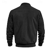 baratos Jaquetas de Suede Sintético-Homens jaqueta leve Jaqueta Bomber Jaqueta Carga Jaqueta de Transição Férias Diário Manter Quente Bolsos Outono &amp; inverno Tecido Moda Clássico Colarinho Chinês Padrão Preto Azul Marinha Azul Marron