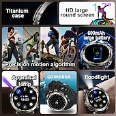 お買い得  スマートウォッチ-HT30 スマートウォッチ ブルートゥース通話 メンズ アウトドア スポーツ フィットネス コンパス 心拍数 健康モニタリング 600mAh 大容量バッテリー スマートウォッチ