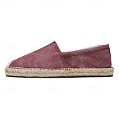 cheap Men's Slip-ons &amp; Loafers-Men's Red Canvas Espadrille Slip-On Shoes with Jute Rope Sole – Comfortable Summer Footwear