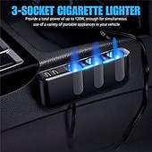 levne Nabíječky do auta-3cestná zásuvka do autozapalovače rozdělovač dual usb nabíječka do auta rozdělovač adaptér 5v 3.5a 120w univerzální zásuvka do zapalovače s LED světly vhodná pro telefony gps dvr nabíjení