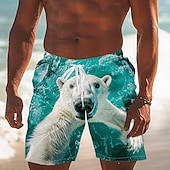 levne Ocean Print-Pánské Zvíře Medvěd Legrační Plavky pánské Surfovací šortky Pánské plavky Středně vysoký pas Šik ven Havajské Ležérní Denní Dovolená Kapsy Šňůrky Elastický pas Návrhář Oblečení