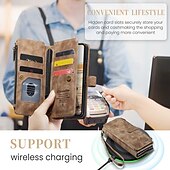 abordables Carcasas Samsung-Funda para teléfono Samsung Galaxy Z Fold 6 Z Fold 5 Z Fold 4 Z Fold 3 funda de billetera con soporte de pie cremallera retro TPU PU cuero