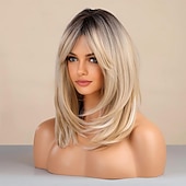 abordables Perruques Synthétiques Sans Bonnet-perruques longues en couches pour femmes, perruque en cheveux synthétiques avec frange, perruques naturelles ondulées résistantes à la chaleur pour une utilisation quotidienne en soirée