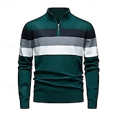 abordables Pull col rond-Homme Pull Pulls à quart de zip Pull en tricot A côtes Tricoter Hauts réguliers Tricoté Bloc de couleur Demi fermeture éclair Mode Décontractées Vacances Usage quotidien Vêtement Tenue Automne hiver