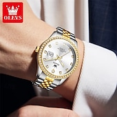 levne Quartz hodinky-nové olevs značka olevs prvotřídní business s diamanty pánské hodinky svítící kalendář ocelový pásek jednoduchá móda pro volný čas quartzové hodinky voděodolné sportovní pánské náramkové hodinky