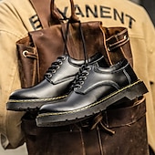 economico Semi-formale-scarpe stringate da uomo in similpelle nera con cuciture gialle, resistenti sneakers casual per il lavoro e l&#039;uso quotidiano