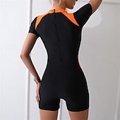 voordelige One Pieces Rash Guards-Dames Uitslagbescherming Zwempak Lapwerk Sneldrogend Lichtgewicht Ademend Korte mouw Romper Badpak Surfen Strand Watersport Zomer