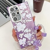 Недорогие Чехлы для Samsung-телефон Кейс для Назначение SSamsung Galaxy S24 Ultra S24 Plus S24 S24 ФЭ S23 Ultra А55 А35 А25 А15 5Г S25 Ультра Кейс на заднюю панель с ремешком на запястье Защита от удара Ретро ТПУ ПК