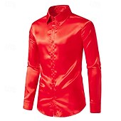 economico camicia da uomo con bottoni-Per uomo Camicia Camicia Estiva Camicia casual Camicia da Spiaggia Camicia con Colletto Camicia con Bottoni Nero Bianco Giallo Rosso Blu marino Manica Lunga Semplice Bavero Vacanza Camicia hawaiana