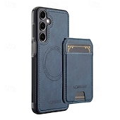 ieftine Carcasă Samsung-telefon Maska Pentru Samsung Galaxy S24 Ultra S24 Plus S24 S24 FE S23 S23 Ultra S23 Plus S22 S22 Plus Ultra S21 FE Capac Spate rezista Magnetic Acceptă încărcarea fără fir Retro TPU PU piele