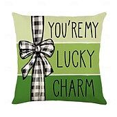 abordables Housse de coussin de vacances-Housse de coussin décorative pour la Saint-Patrick, 1 pièce, taie d&#039;oreiller carrée douce en forme de trèfle pour chambre à coucher, salon, canapé, chaise