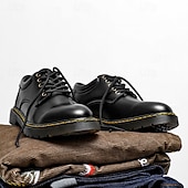 economico Semi-formale-scarpe stringate da uomo in similpelle nera con cuciture gialle, resistenti sneakers casual per il lavoro e l&#039;uso quotidiano