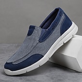 levne Pánské nazouváky a mokasíny-pánské béžové plátěné slip-on mokasíny – lehké prodyšné boty pro volný čas pro každodenní nošení a outdoorové aktivity