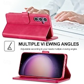 お買い得  サムスン用ケース-Samsung Galaxy S24 S24 Ultra Plus S24 FE S23 S22 S21 S20 Ultra Plus FE S25 Ultra用のスタンドホルダー、マグネットカードスロット、レトロTPU PUレザーのフリップカバー