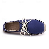 baratos Ténis para Homem-sapatos masculinos de lona azul espadrille com cadarço e sola de corda de juta – calçados casuais confortáveis de verão