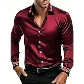 voordelige heren overhemd met knopen-Voor heren Overhemd Zomer overhemd Normaal shirt Shirt met kraag Overhemd met knopen Zwart Wit Rood blauw Groen Lange mouw Kleurenblok Revers Vakantie Feestdagen Lapwerk Kleding Polyester Modieus