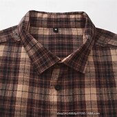 economico camicia da uomo con bottoni-Per uomo Camicia Camicia Estiva Camicia casual Camicia da Spiaggia Camicia con Bottoni Camicie a quadri Caffè Manica Lunga Plaid Bavero Vacanza Camicia hawaiana Bottonato Abbigliamento Moda Casual