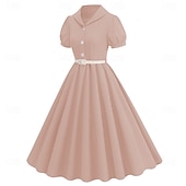 cheap Dresses-Retro Vintage 1950s Cocktail Dress Dress Flare Dress Solid Color Fancy Dress Women&#039;s Masquerade Event / Party Bachelorette Party Festival Adults&#039; Dress Homecoming Dresses