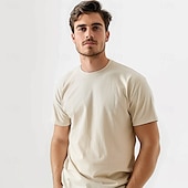 billiga Herrarnas Elite T-shirts och linnen-Herr T-shirt Bomullskjorta Ensfärgat Rund hals Kläder Utomhus Kontor Arbete Dagligen Sport Kortärmad Crewneck Klassisk Stil Modern Stil Ren färg Opressade byxor 100 % bomull Mode Häftig Dagligen