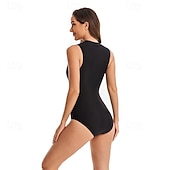 abordables Lycra de surf-Femme Maillot Anti UV Maillot de bain 1 pièce Protection solaire UV UPF50+ Poids Léger Sans Manches Spandex Le Maillot de corps Maillot de bain Zip sur le devant Natation Surf Plage Sports nautiques