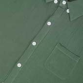 economico Strada-Per uomo Camicia camicia di lino Camicia estiva Camicia da spiaggia Tinta unica Esterno Da mare Nero Verde Cachi Grigio Manica lunga Collo ripiegabile Primavera &amp; Autunno Abbigliamento Bottone giù