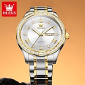 economico Orologi al quarzo-olevs marchio acciaio cinturino orologio da uomo business luminoso doppio calendario semplice orologio al quarzo impermeabile sportivo moda orologio da polso da uomo strass