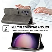 お買い得  サムスン用ケース-Samsung Galaxy S24 S24 Ultra Plus S24 FE S23 S22 S21 S20 Ultra Plus FE S25 Ultra用のスタンドホルダー、マグネットカードスロット、レトロTPU PUレザーのフリップカバー