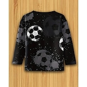 billiga Pojkens 3D Sporter &amp; Spel-Pojkar 3D Grafisk Fotboll T-shirt Långärmad Vår Höst Mode Grundläggande Barn 4-12 år Rund hals Utomhus Ledigt Dagligen Normal