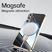 economico Cover Samsung-Custodia per telefono per Samsung Galaxy S24 Ultra S24 Plus S24 FE S25 Ultra con supporto per stand ricarica wireless placcatura retro magnetica