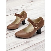 cheap 1930s-Women&#039;s 1930s Vintage Style Mary Jane Pumps with Cutout Design and Mid-Heel, Comfortable Dress Shoes for Office and Formal Events