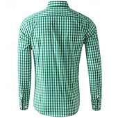 cheap Men&#039;s Button Up Shirts-Men&#039;s Shirt Dress Shirt Button Up Shirt Plaid Wedding Party Black Pink Red Brown Long Sleeve Lapel Spring &amp;  Fall Clothing Apparel