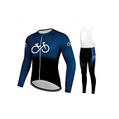 cheap Men&#039;s Clothing Sets-Men&#039;s Cycling Jersey Black&amp;White Bib set Top MTB Bicycle Shirt Mountain Road Riding Clothing Short Sleeve Cyclist biking Quick Dry Breathable 3 Rear Pockets