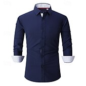 economico Camicie eleganti da uomo-Per uomo Camicie Camicia con bottoni Color Block Matrimonio Esterno Nero Bianco Vino Blu marino scuro Manica lunga Colletto alla francese Estate Primavera Abbigliamento
