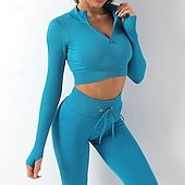 abordables Conjuntos y Monos-Mujer Conjunto de Ropa Fitness Sujetador deportivo con medias Mono de Fitness 2 Piezas Color sólido Mallas Leggings Trajes de Yoga Negro Blanco Yoga Aptitud física Entrenamiento de gimnasio Alta